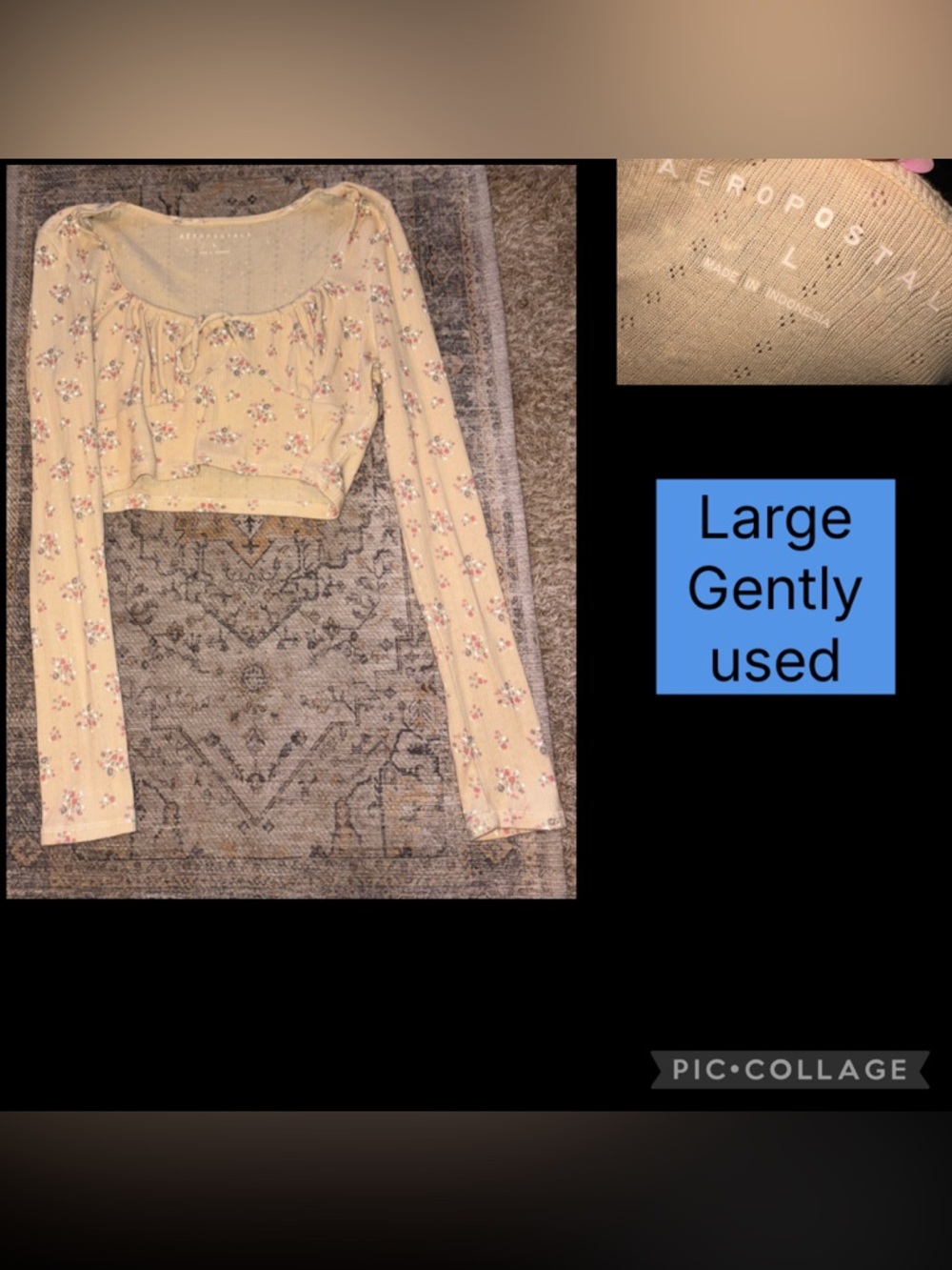 Aeropostale women’s cropped long sleeve shirt size large